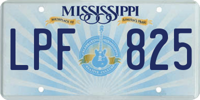MS license plate LPF825