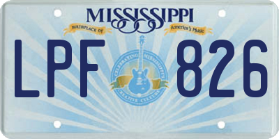 MS license plate LPF826