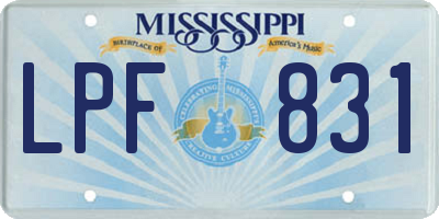 MS license plate LPF831