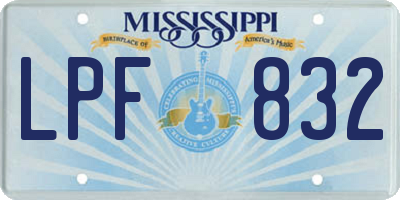 MS license plate LPF832