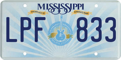 MS license plate LPF833
