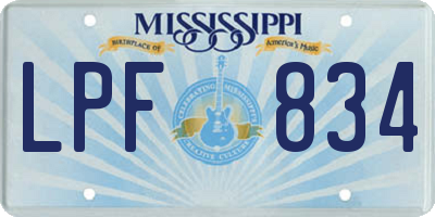 MS license plate LPF834
