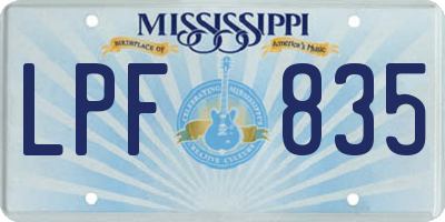 MS license plate LPF835