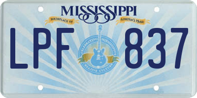MS license plate LPF837