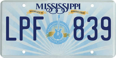 MS license plate LPF839