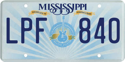 MS license plate LPF840