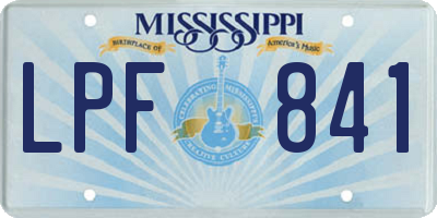 MS license plate LPF841
