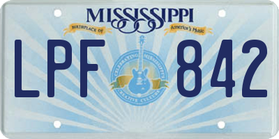 MS license plate LPF842