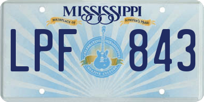 MS license plate LPF843