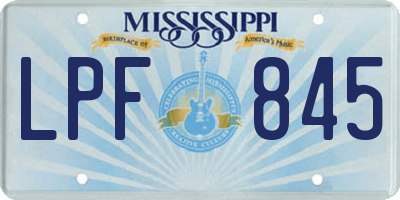 MS license plate LPF845