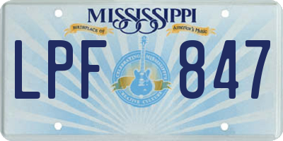 MS license plate LPF847