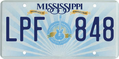 MS license plate LPF848
