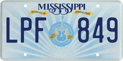 MS license plate LPF849