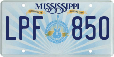 MS license plate LPF850