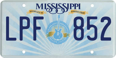 MS license plate LPF852