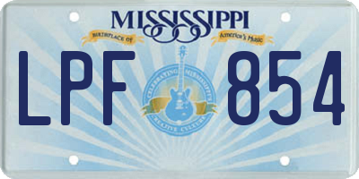MS license plate LPF854