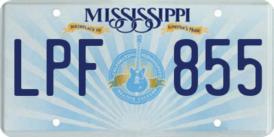 MS license plate LPF855