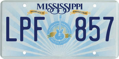 MS license plate LPF857