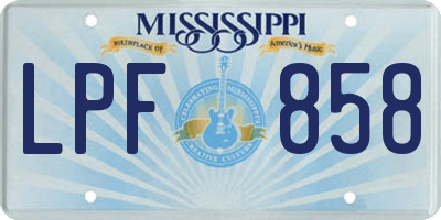 MS license plate LPF858