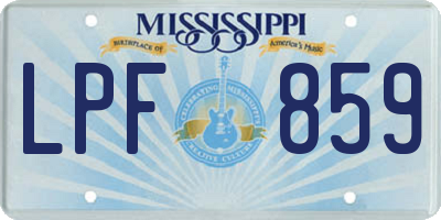 MS license plate LPF859
