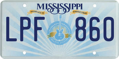 MS license plate LPF860