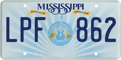 MS license plate LPF862