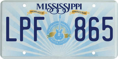 MS license plate LPF865
