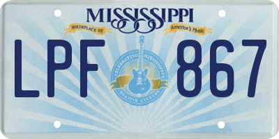 MS license plate LPF867