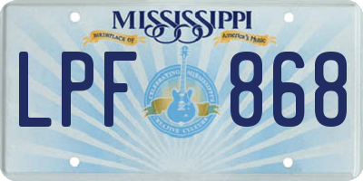 MS license plate LPF868