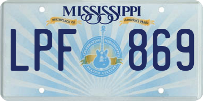 MS license plate LPF869