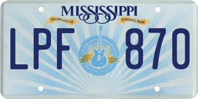 MS license plate LPF870