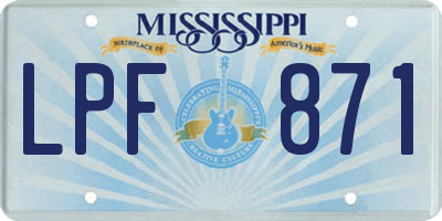 MS license plate LPF871