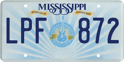 MS license plate LPF872