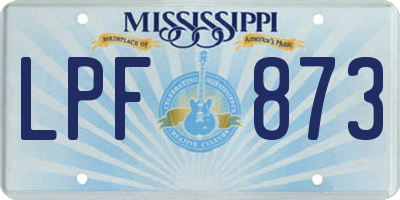 MS license plate LPF873