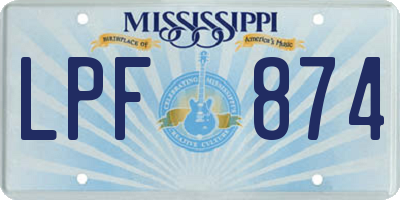 MS license plate LPF874