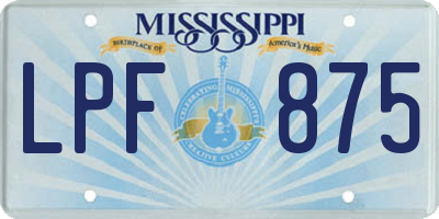 MS license plate LPF875