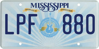 MS license plate LPF880