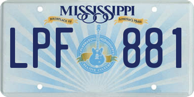 MS license plate LPF881
