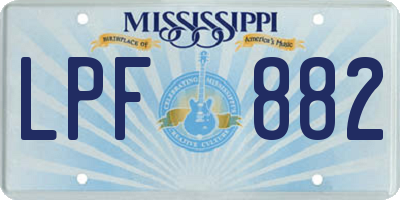 MS license plate LPF882