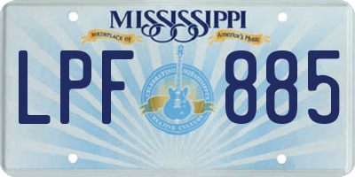 MS license plate LPF885