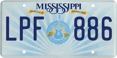 MS license plate LPF886