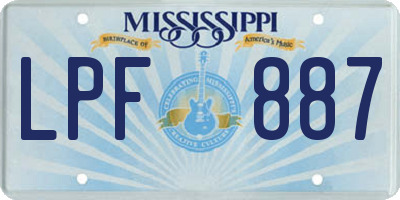 MS license plate LPF887