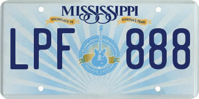 MS license plate LPF888