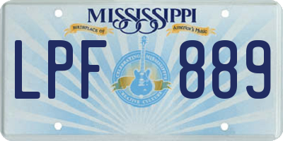 MS license plate LPF889