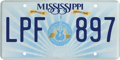 MS license plate LPF897