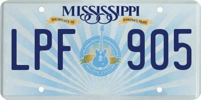 MS license plate LPF905