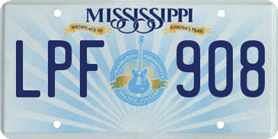 MS license plate LPF908