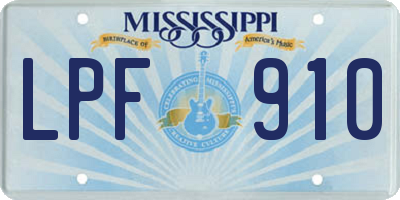 MS license plate LPF910