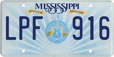 MS license plate LPF916