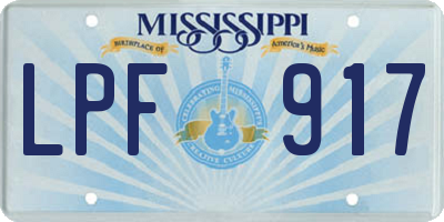 MS license plate LPF917